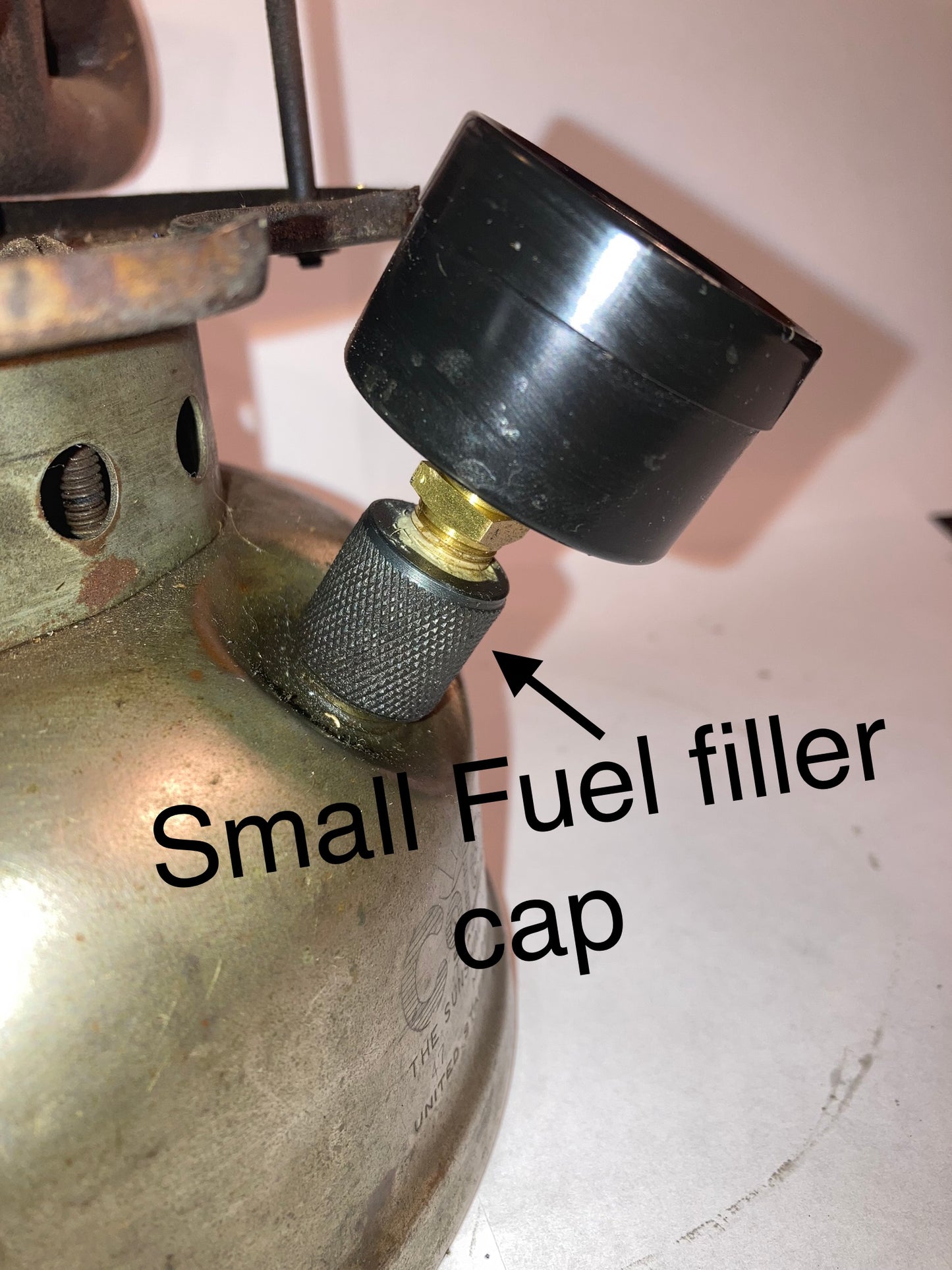 Coleman SMALL Fuel Filler Cap with Pressure Gauge  Lanterns 242 etc. Stove  500